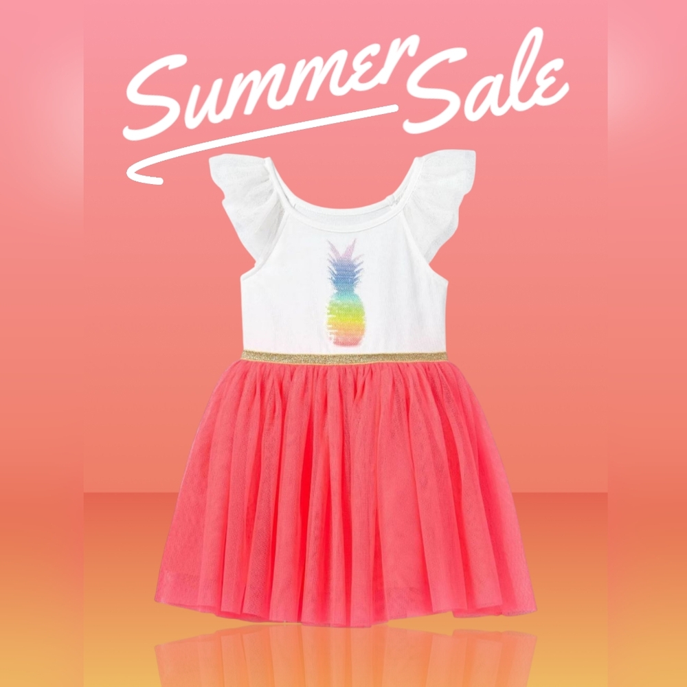 White and Pink Dress with Pineapple Design